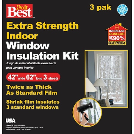 All-Source 42 In. W. x 62 In. L. Indoor Shrink Window Film 3-Sheets V83/3HDB
